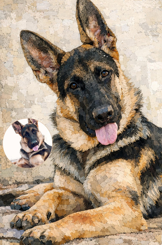 Custom Pet Portrait – Dog Memorial Art, Personalized Gift, Mixed Media Painting