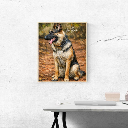 Drippy Pet Portrait – Dog Memorial Art, Personalized Gift, Oil Style Painting with name, Custom