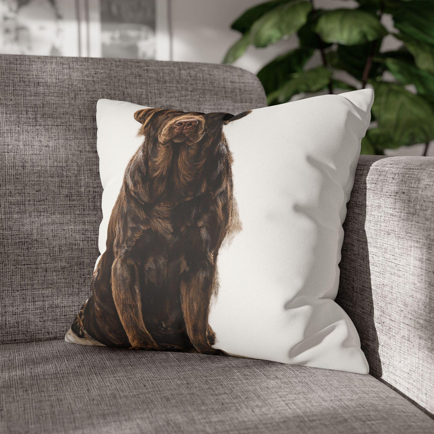 Labradore Portrait Faux Suede Square Pillowcase | Dog Decorative Cushion Cover