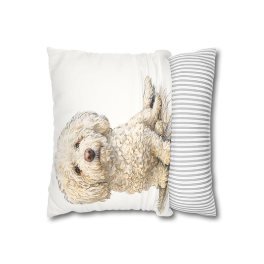 Poolde Portrait Faux Suede Square Pillowcase | Dog Decorative Cushion Cover