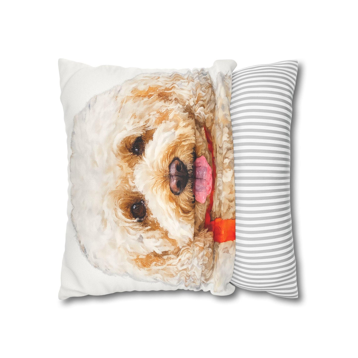 Poolde Portrait Faux Suede Square Pillowcase | Dog Decorative Cushion Cover
