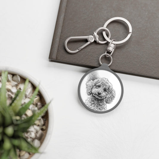 Poodle Illustration Keyring Tag | Dog Portrait Keychain