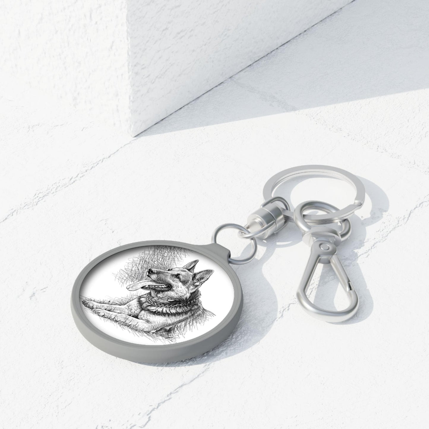 German Shepherd Illustration Keyring Tag | Dog Portrait Keychain