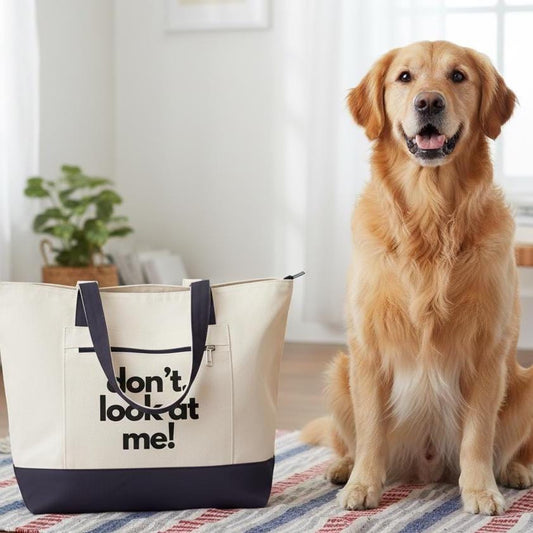 Don't look at me, are you looking? funny tote, dog mom gift, birthday bag, pet mom tote, travel, bachelorette gift