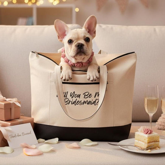 Will You Be My Bridesmaid Tote, Zippered Canvas Bridesmaid Proposal Bag, Bride Crew, Dog Bridesmaid Gift