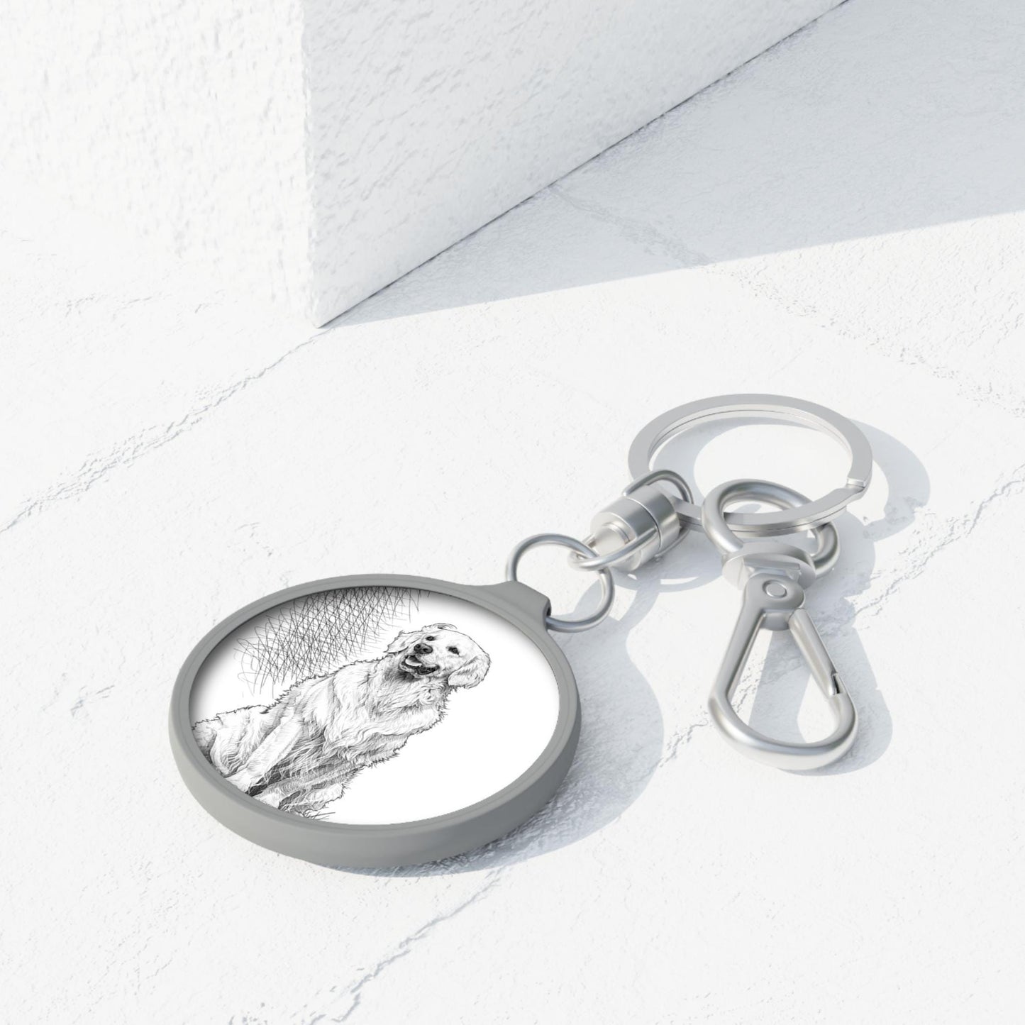 Labrador Illustration Keyring Tag | Dog Portrait Keychain