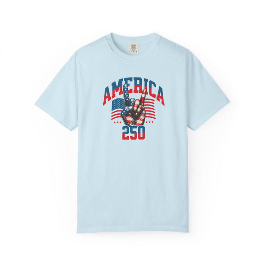 America Peace Sign 250 T-Shirt | American Flag Vintage Graphic Tee, July 4th