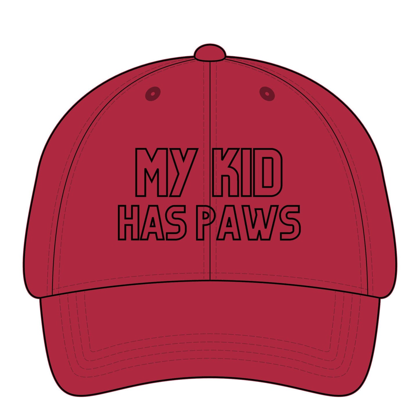 Pigment-Dyed Cotton Cap – "My Kid Has Paws" Dog Mom Embroidery, Inside pattern, Birthday Gift