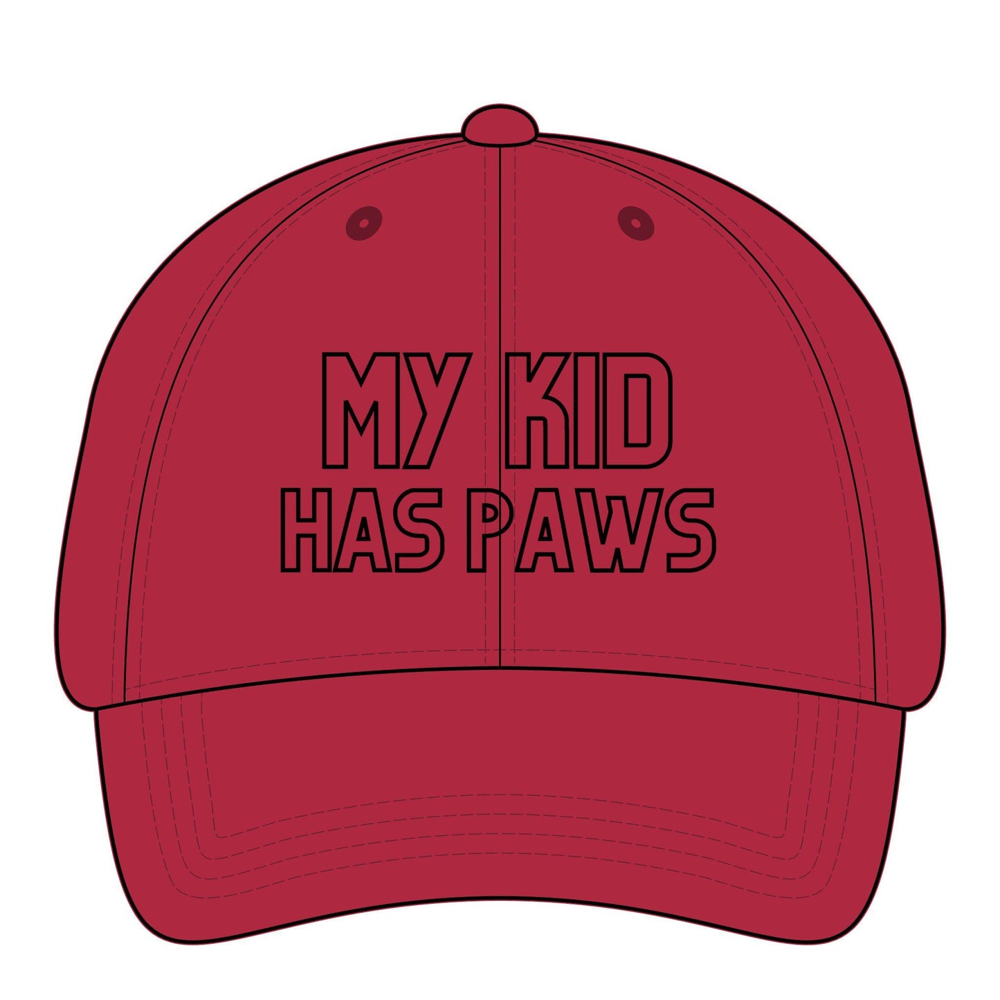 Pigment-Dyed Cotton Cap – "My Kid Has Paws" Dog Mom Embroidery, Inside pattern, Birthday Gift