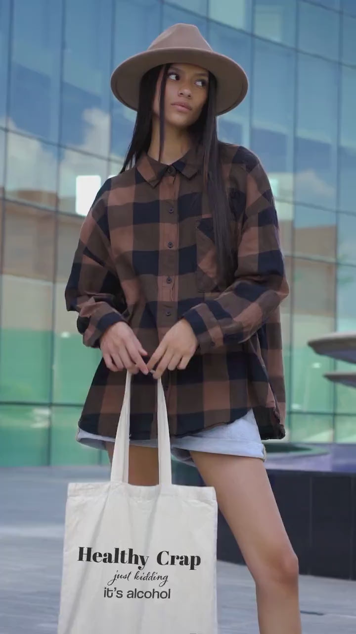 Healthy Crap,just kidding it’s alcohol.Back to School Bag, Great gift tote, Mom Gift,Girlfriend gift, Sassy saying, Weekend Bag, Reusable