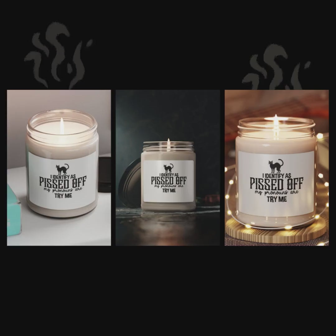 Pissed Off Scented Soy Candle, Try Me Candle, 9oz, Fall Candle Gift, Funny Candle, Candle Pronouns, Halloween Candle, Humorous Gift, Unisex