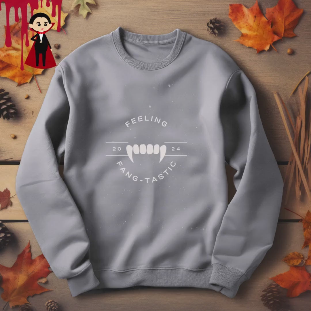 Feeling Fang-Tastic Crewneck Sweatshirt, Halloween Sweatshirt, Halloween apparel, Cozy Halloween sweatshirt, Trick or treat shirt, Retro