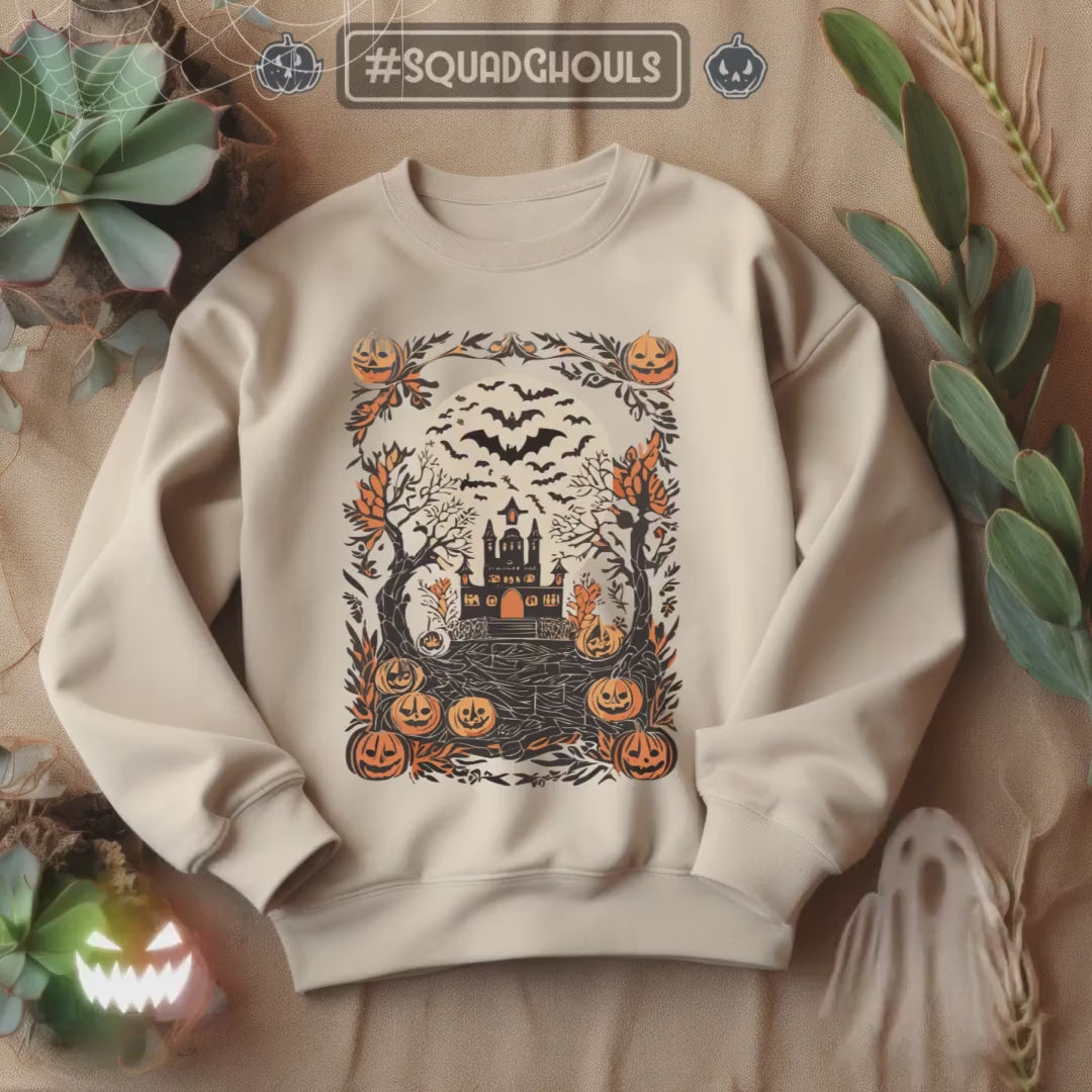 Retro Halloween Crewneck Sweatshirt, Halloween Sweatshirt, Halloween apparel, CozyHalloween sweatshirt, Trick or treat shirt, Modern Unisex