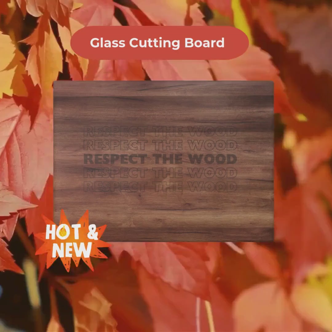 Funny Quote Glass Cutting Board, Larry David Fan, Respect the Wood, Gift for Home Cook, Kitchen Decor, Housewarming Present,Foodie Gift Fall