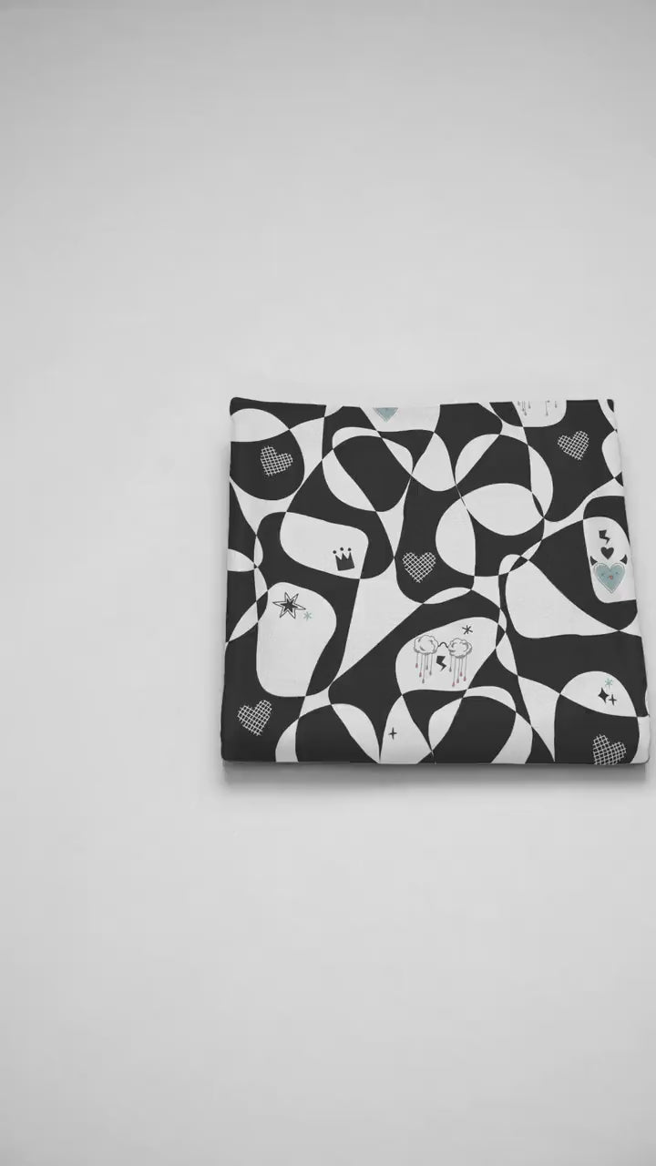 Black & White Mod Luxury Velveteen Plush Blanket,Back to College Throw, Travel Throw,Super Soft, Trending Design, Great for Teens