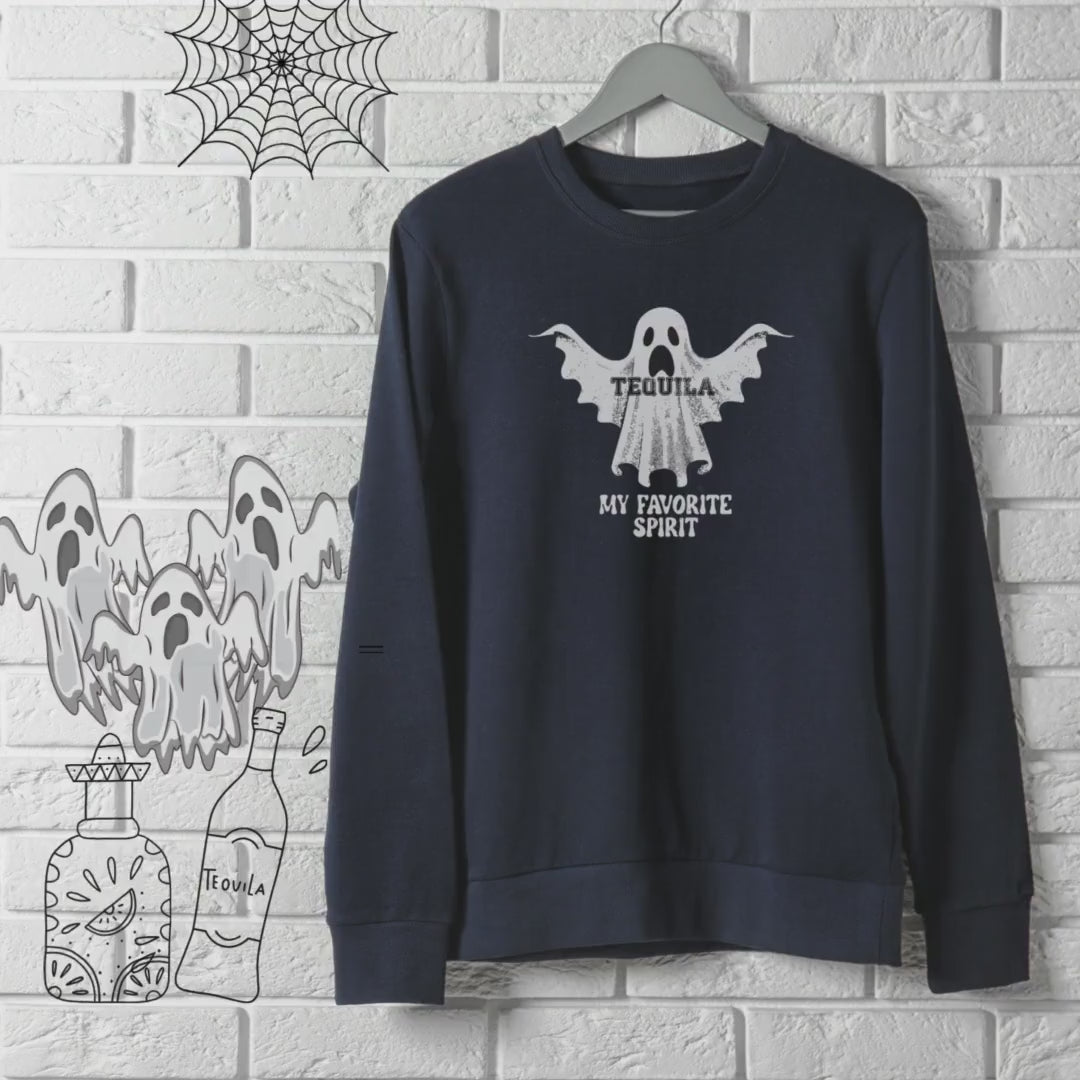 My Favorite Spirit Tequila Crewneck Sweatshirt,Halloween Sweatshirt, Halloween apparel, Cozy Halloween sweatshirt, Trick or treat shirt