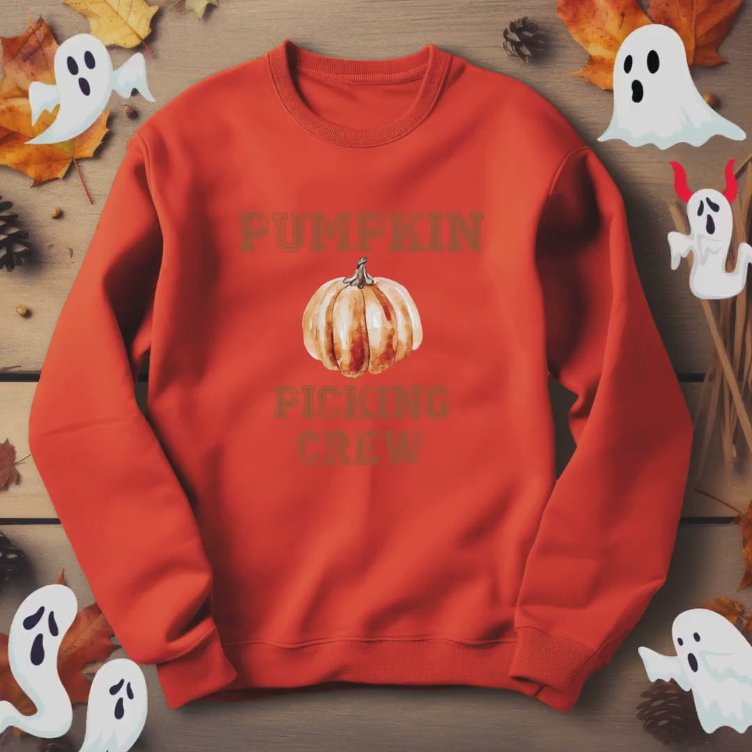 Pumpkin Picking Crew Crewneck Sweatshirt,Family Halloween Sweatshirt, Halloween apparel ,Group Halloween sweatshirt,Trick or treat shirt