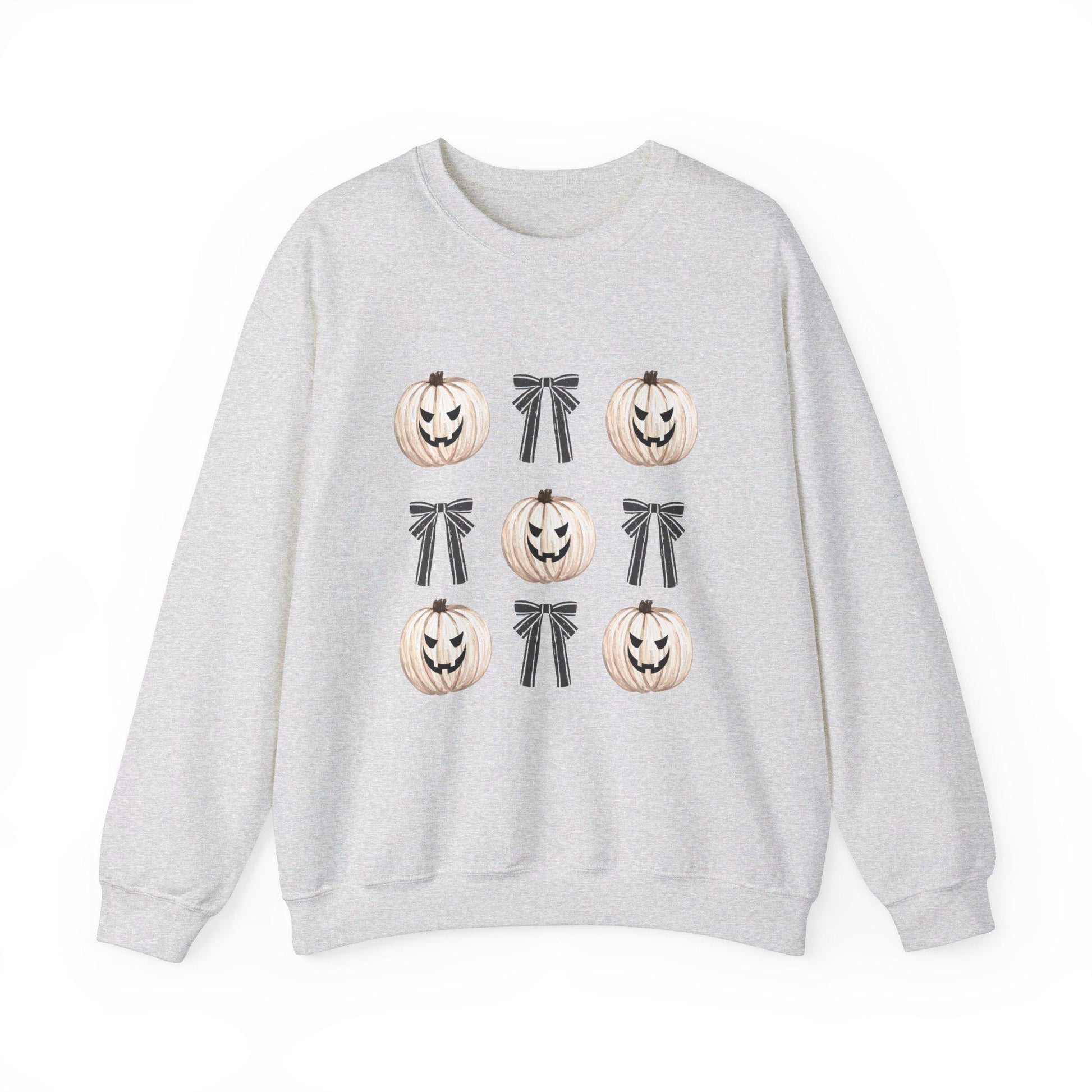 Pumpkin Coquette Crewneck Sweatshirt, Halloween apparel, Cozy Halloween sweatshirt, Trick or treat,Sweatshirt Girly Coquette Bow, Retro