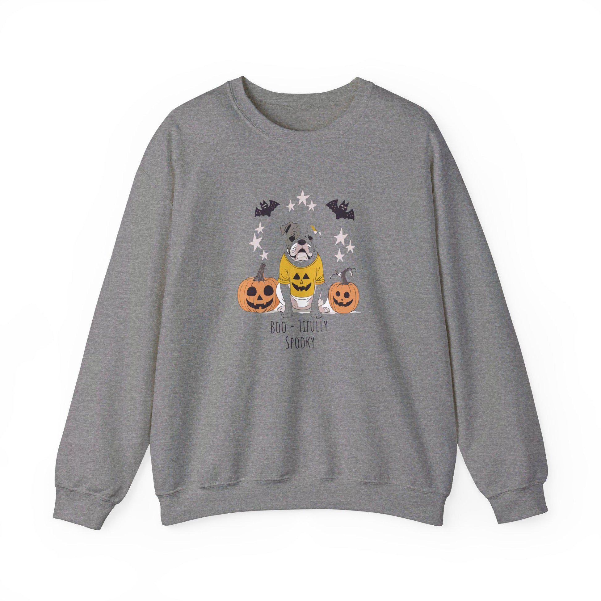 Boo-Tifully Spooky Bulldog Halloween Crewneck Sweatshirt, Halloween Sweatshirt, Halloween Apparel, Cozy Trick or Treat Shirt,retro Shirt