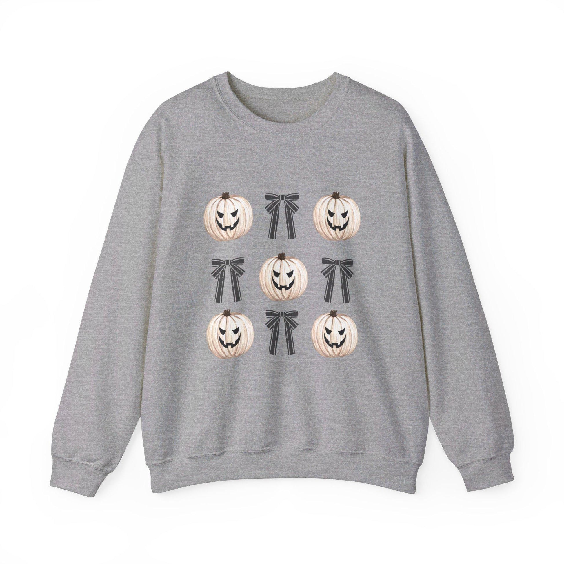 Pumpkin Coquette Crewneck Sweatshirt, Halloween apparel, Cozy Halloween sweatshirt, Trick or treat,Sweatshirt Girly Coquette Bow, Retro
