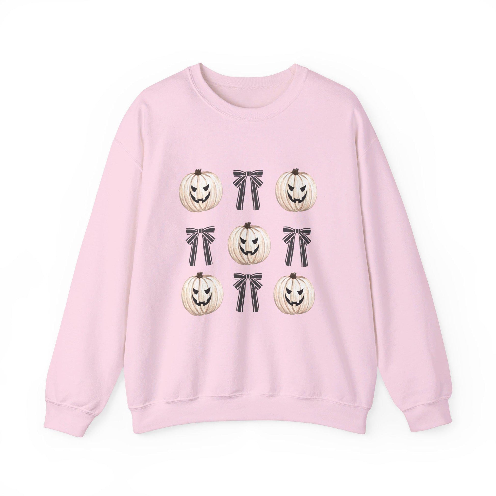 Pumpkin Coquette Crewneck Sweatshirt, Halloween apparel, Cozy Halloween sweatshirt, Trick or treat,Sweatshirt Girly Coquette Bow, Retro