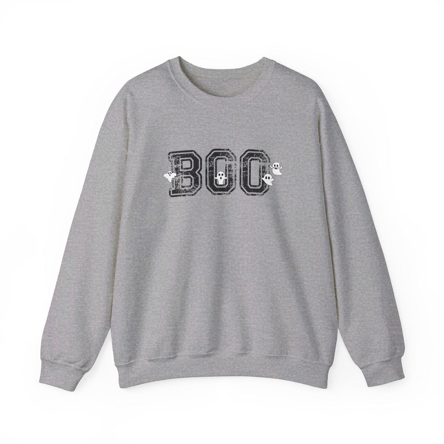 BOO Crewneck Sweatshirt, Collegiate Halloween, Halloween Sweatshirt, Halloween Apparel, Cozy Halloween Sweatshirt, Trick or Treat Shirt