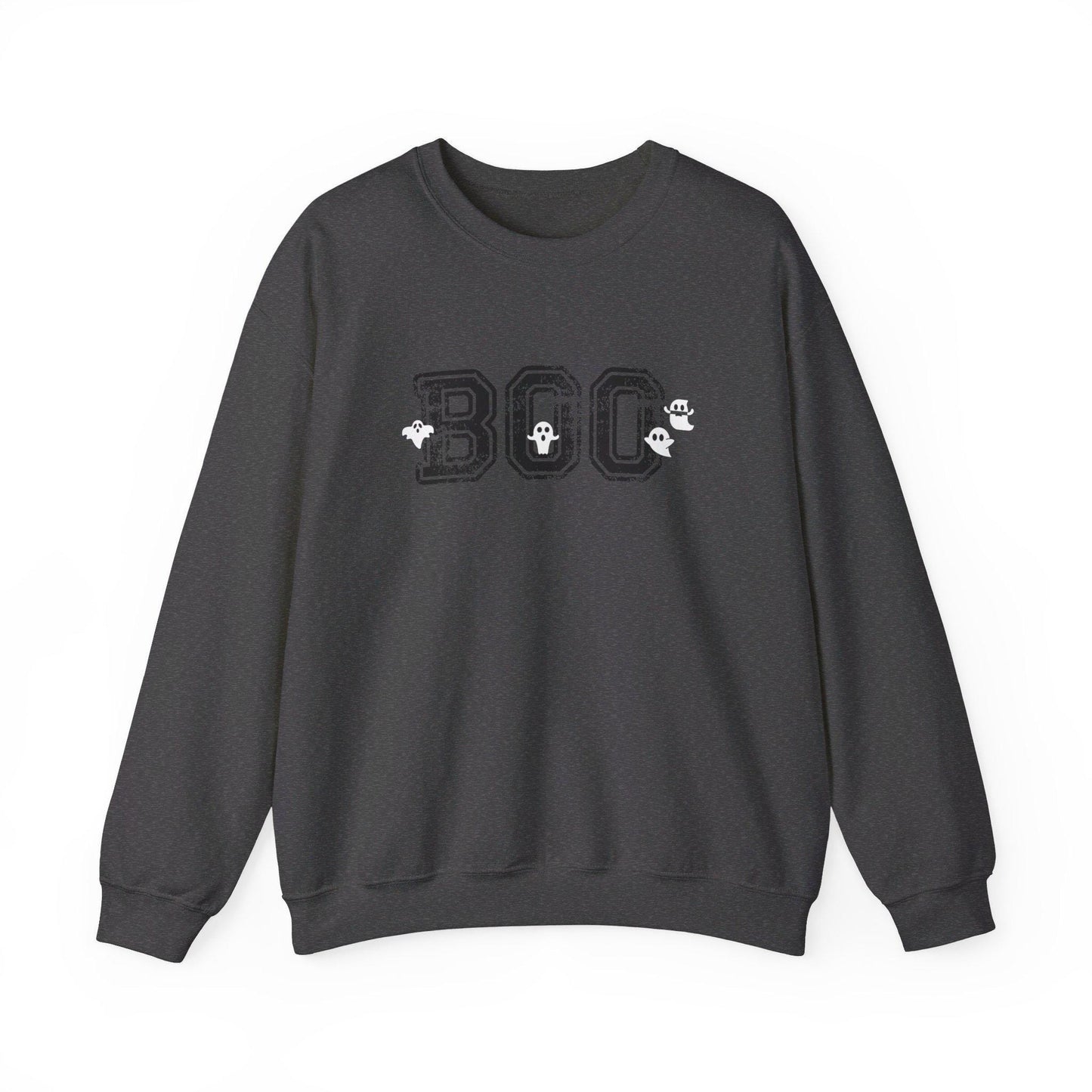 BOO Crewneck Sweatshirt, Collegiate Halloween, Halloween Sweatshirt, Halloween Apparel, Cozy Halloween Sweatshirt, Trick or Treat Shirt