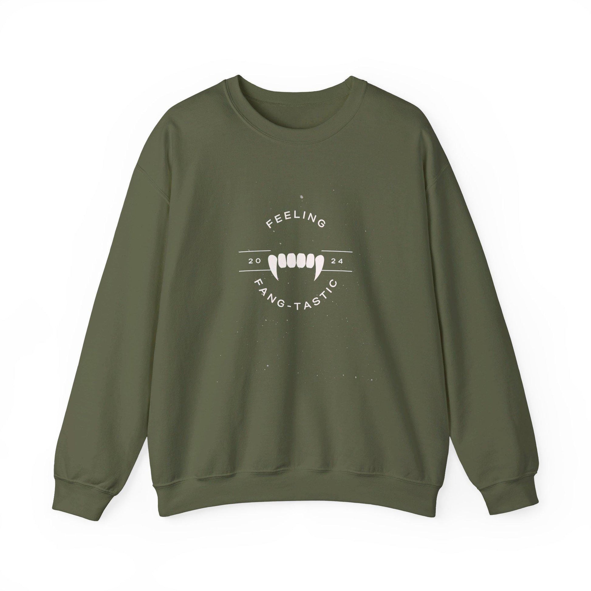 Feeling Fang-Tastic Crewneck Sweatshirt, Halloween Sweatshirt, Halloween apparel, Cozy Halloween sweatshirt, Trick or treat shirt, Retro
