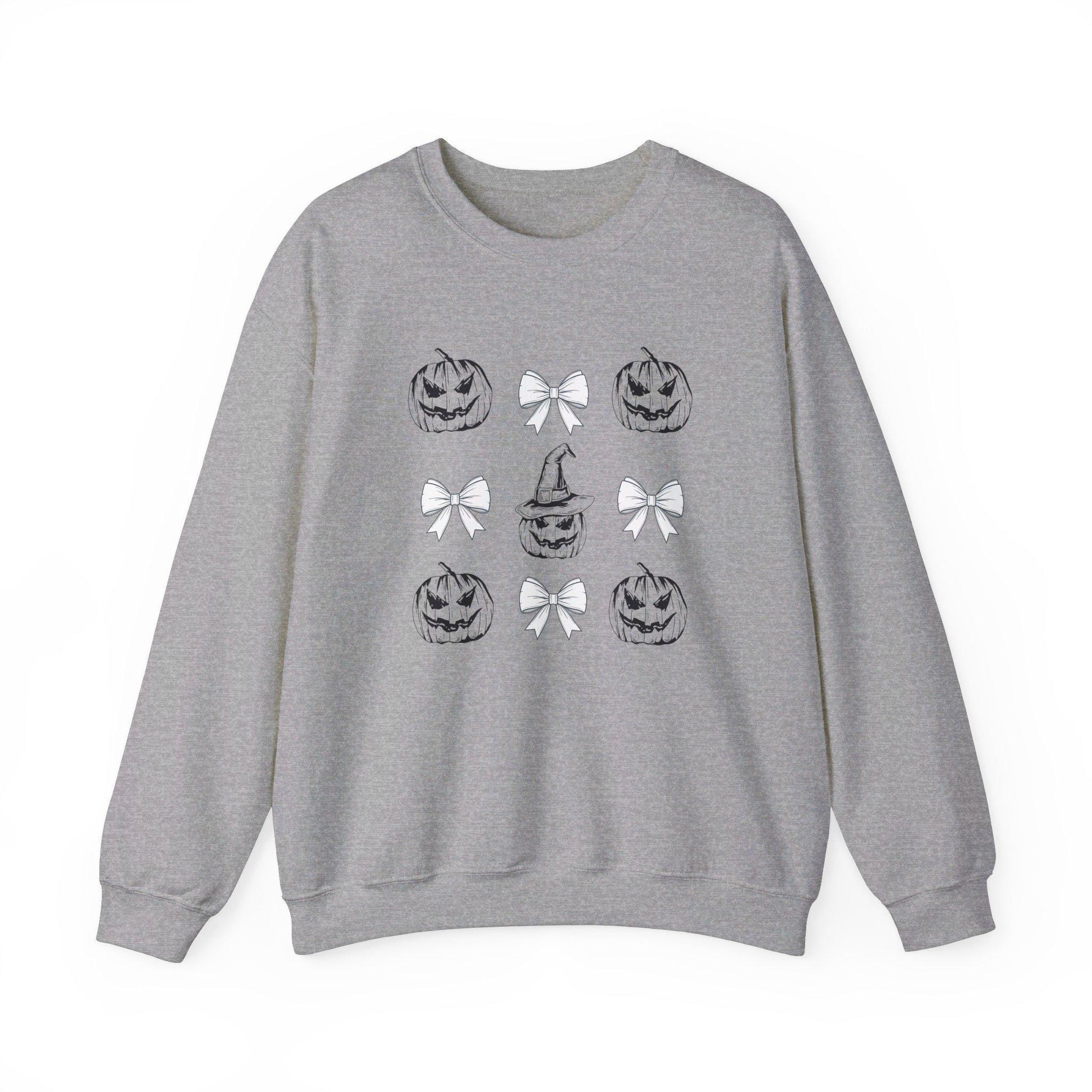 Pumpkin Coquette Crewneck Sweatshirt, Halloween apparel, CozyHalloween sweatshirt, Trick or treat shirt, Sweatshirt Girly Coquette Bow