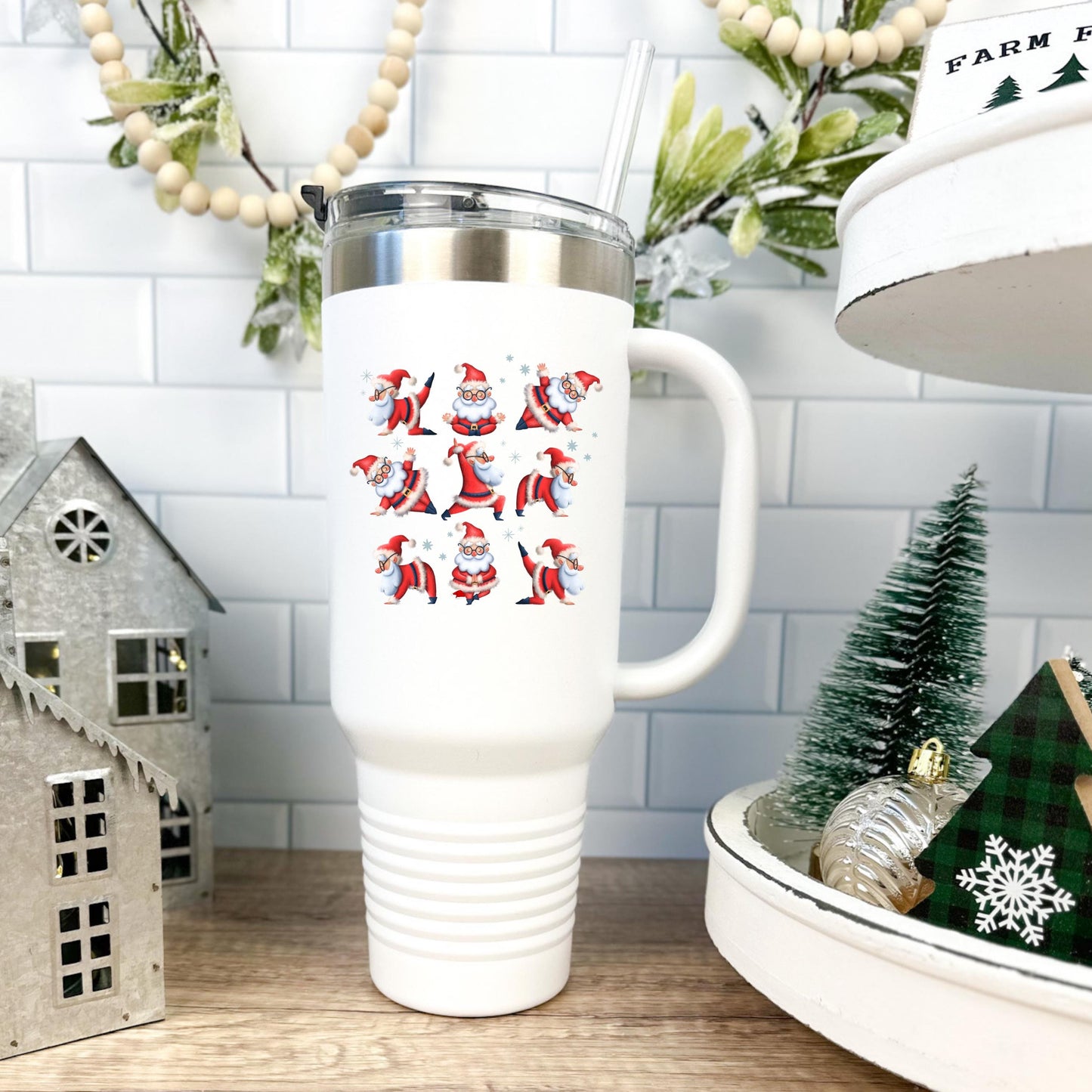 Santa Yoga Insulated Travel Mug, Zen Holiday Life, Chillin Santa, Christmas Gift, Festive Mug,Family Gift for the Holidays, Best Travel Mug