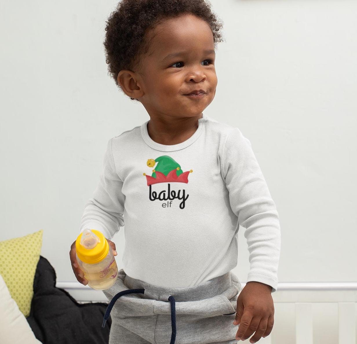 Elf Crew Family Christmas Infant Long Sleeve Bodysuit, Holiday Baby Outfit, Matching Family Shirts, Christmas Outfit for Baby, Elf Family