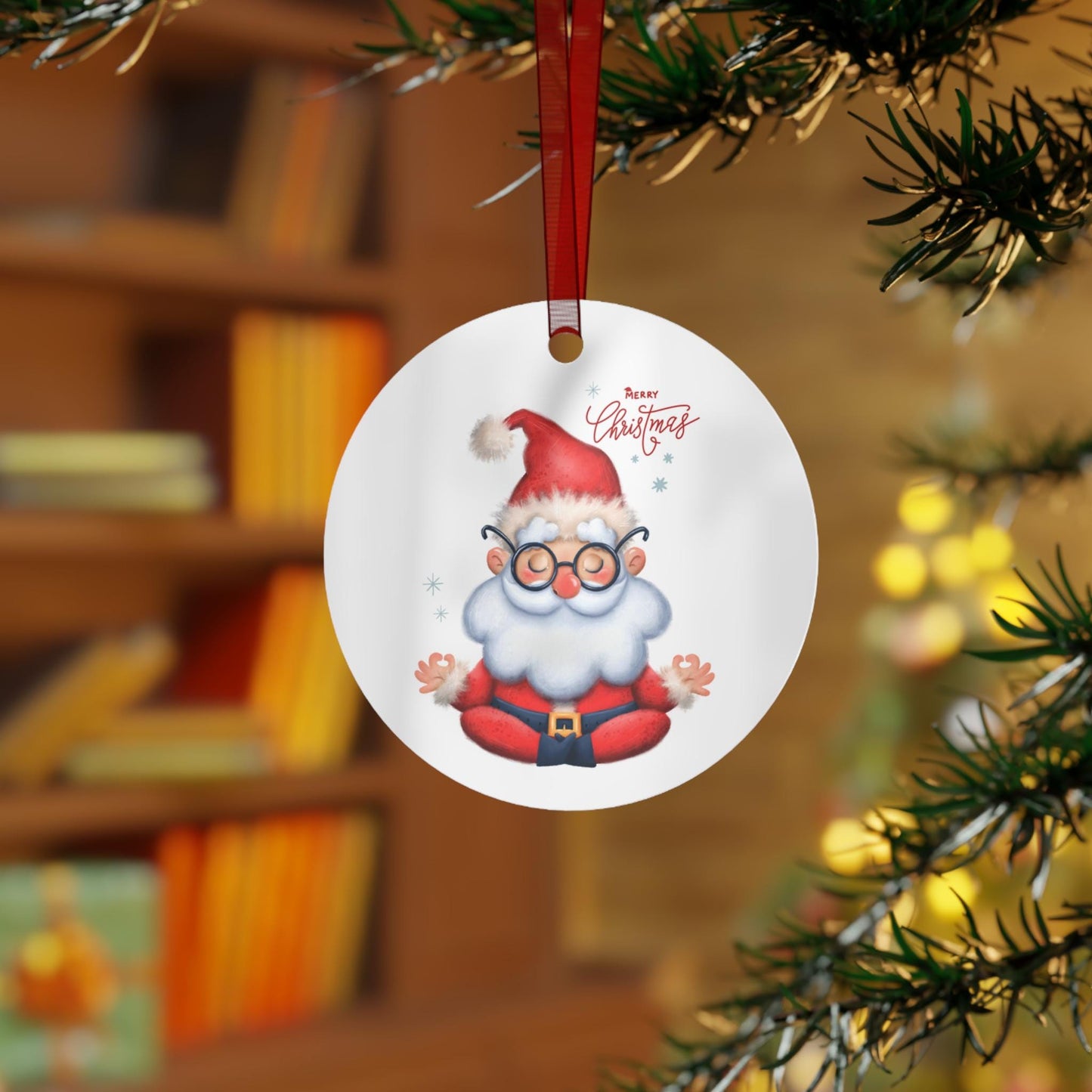 Metal Ornaments, Zen Santa Merry Christmas Decor, Holiday Tree Ornaments, Durable Christmas Decorations, Festive Xmas Decor, Cheerful