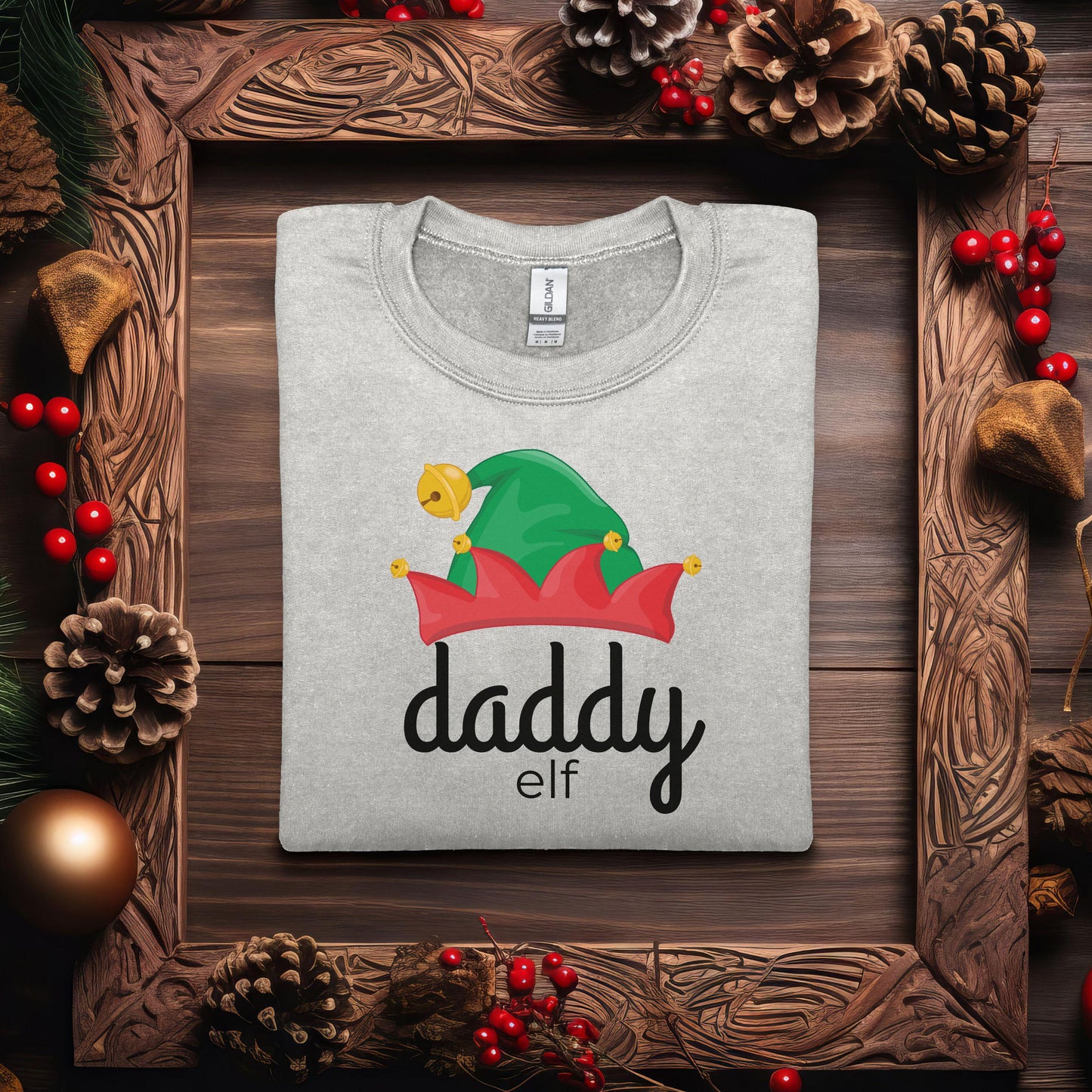 Daddy Elf Family Christmas Sweatshirt, Matching Xmas Shirts for Mom, Dad, Kids, Holiday Apparel, Festive Outfit