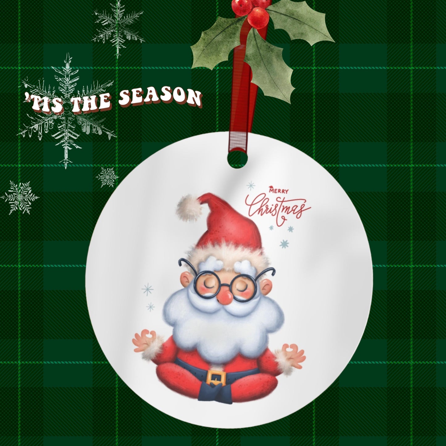 Metal Ornaments, Zen Santa Merry Christmas Decor, Holiday Tree Ornaments, Durable Christmas Decorations, Festive Xmas Decor, Cheerful