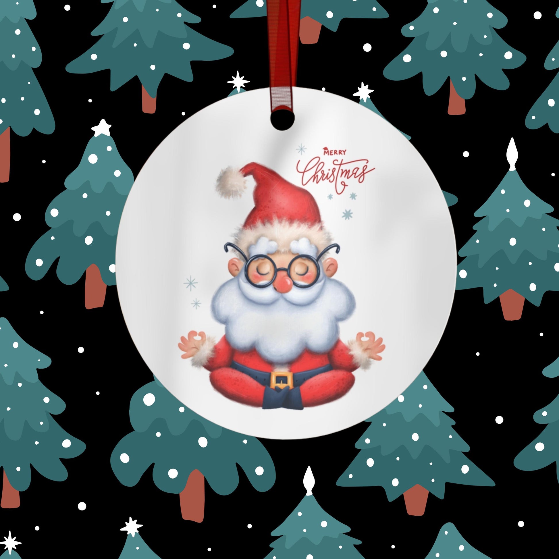 Metal Ornaments, Zen Santa Merry Christmas Decor, Holiday Tree Ornaments, Durable Christmas Decorations, Festive Xmas Decor, Cheerful