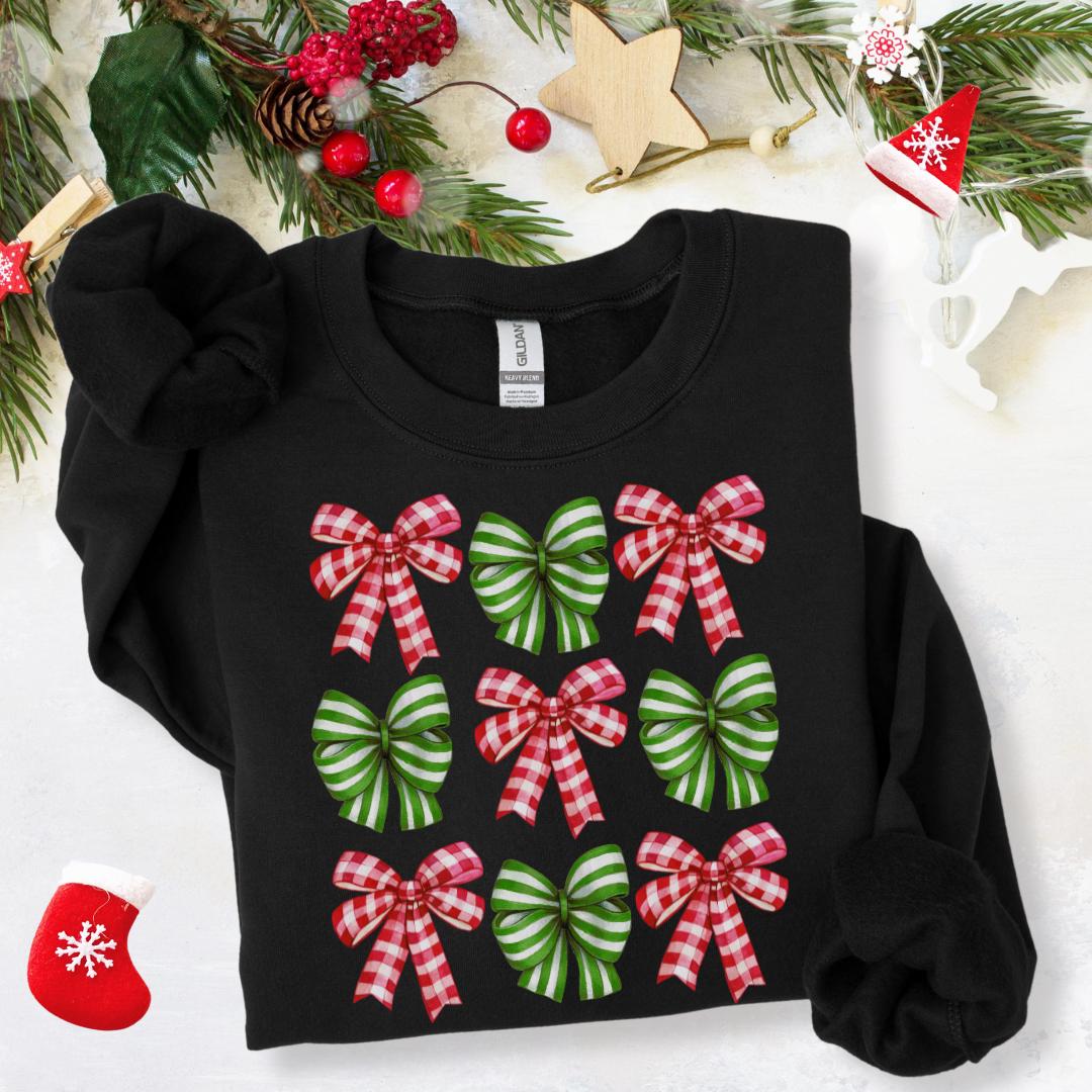 Holiday Coquette Crewneck Sweatshirt - Gift for Her, Christmas Sweater, Festive Jumper, Winter Pullover, Seasonal Apparel