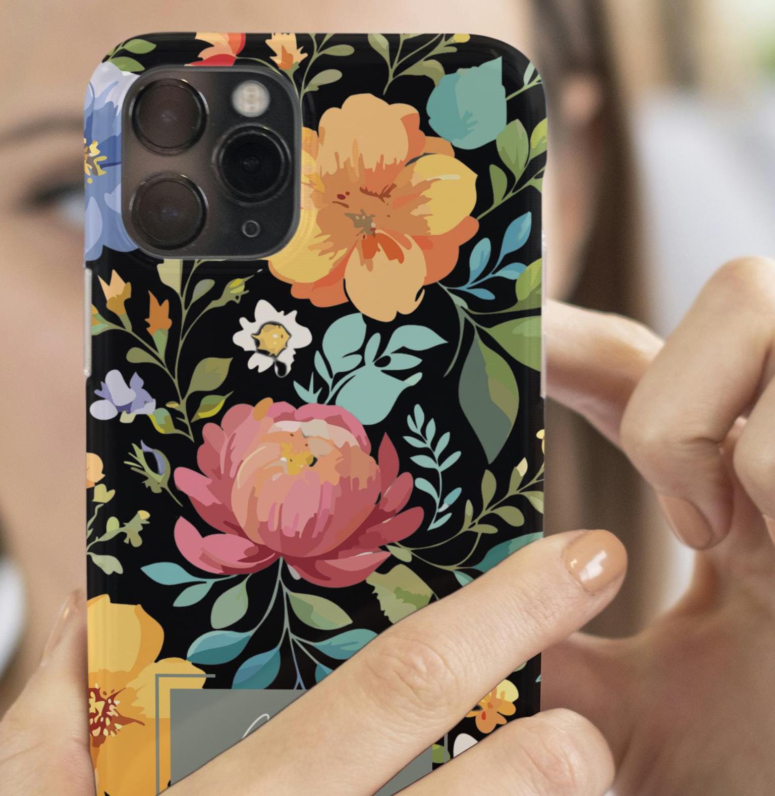Vintage Floral Custom Tough Magnetic Phone Case - Personalized Protective Phone Cover, Strong Magnet Case, iPhone 14 & 15, Tough Phone Shell