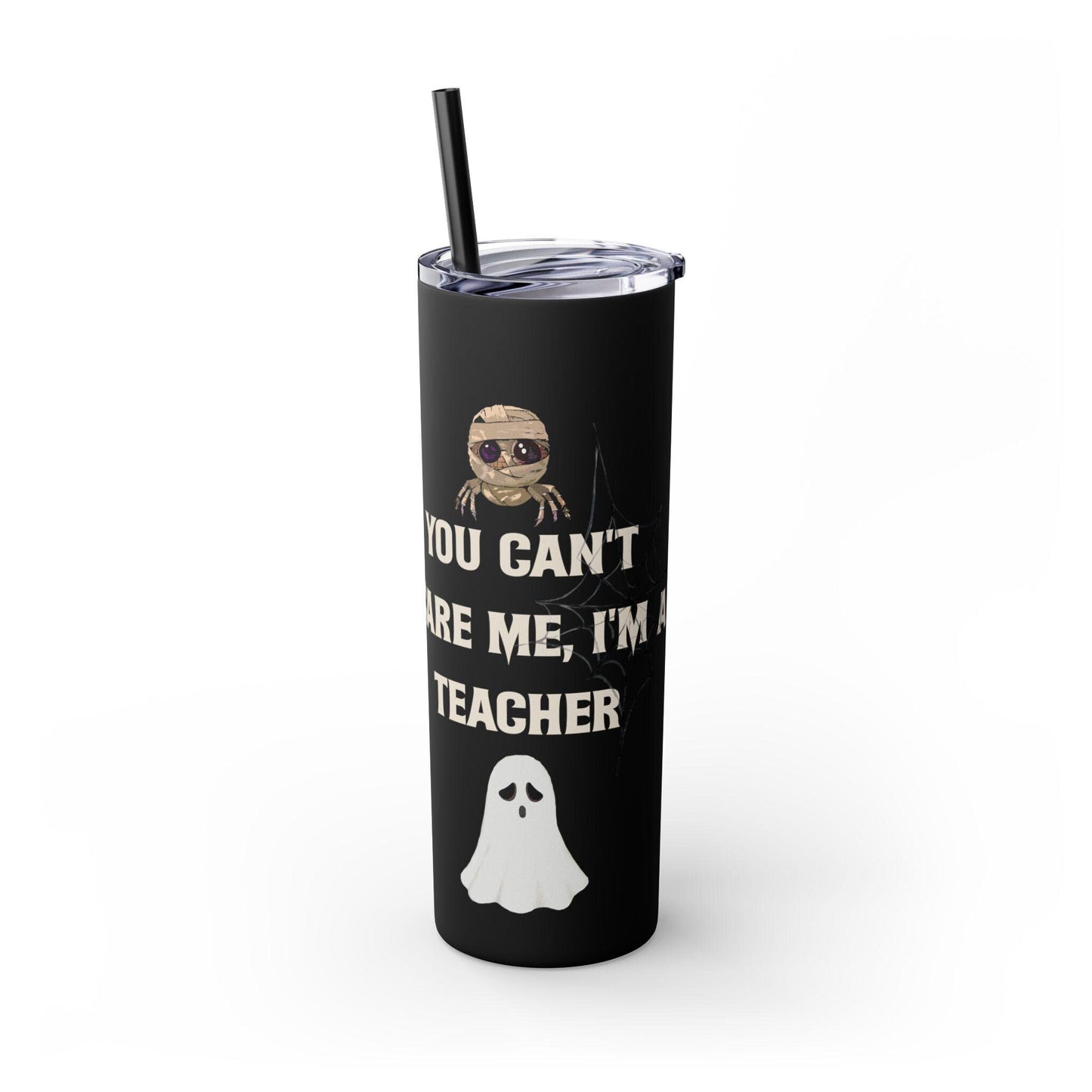 Halloween Teacher Tumbler, Gift for Teacher, Skinny Tumbler with Straw, 20oz, Teacher Appreciation Gift, Spooky Teacher Cup, Fall Teacher