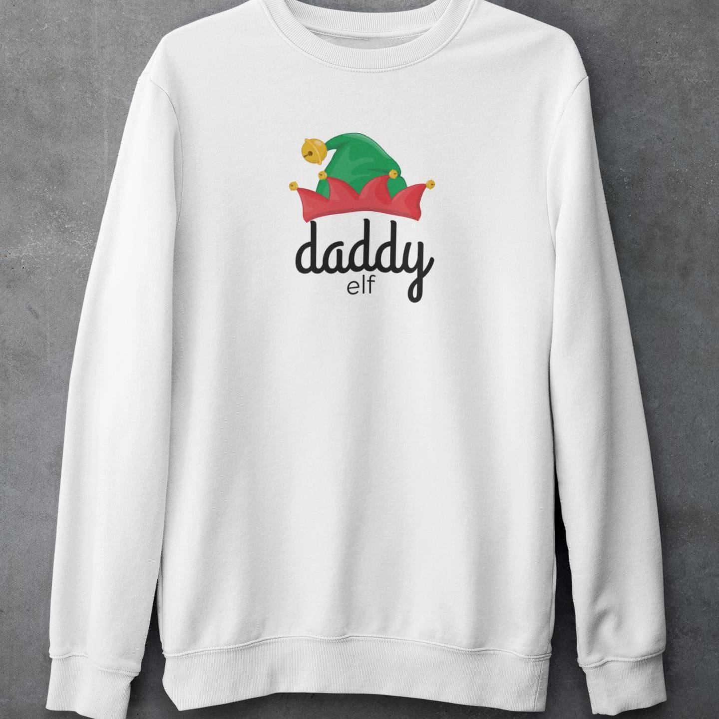 Daddy Elf Family Christmas Sweatshirt, Matching Xmas Shirts for Mom, Dad, Kids, Holiday Apparel, Festive Outfit