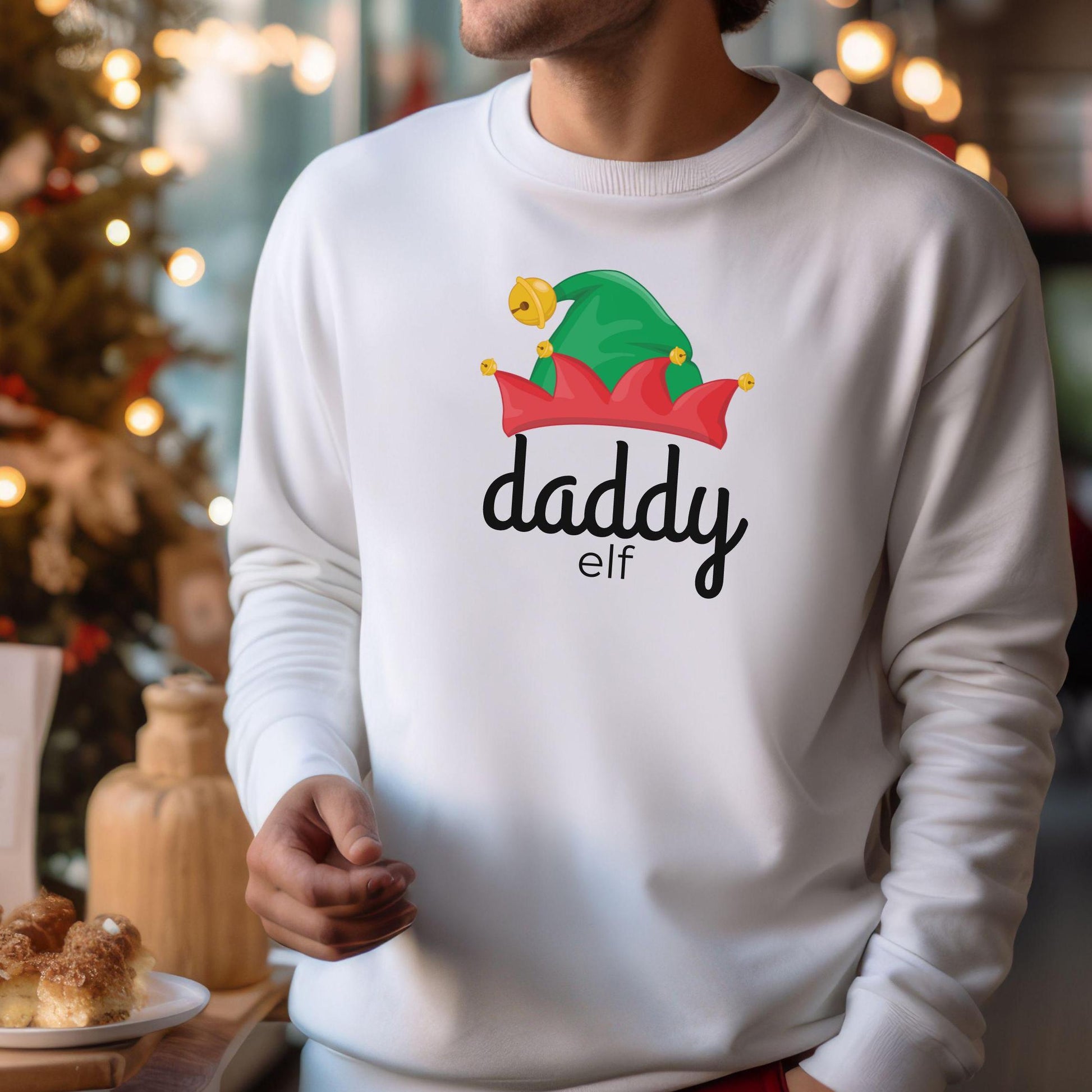 Daddy Elf Family Christmas Sweatshirt, Matching Xmas Shirts for Mom, Dad, Kids, Holiday Apparel, Festive Outfit
