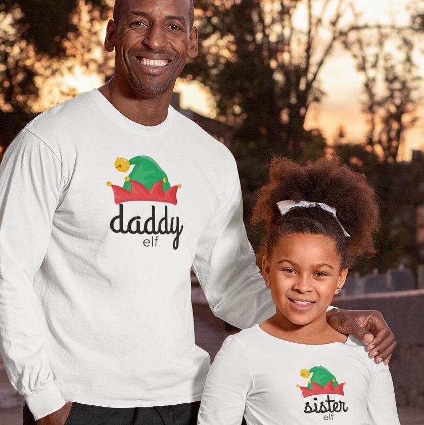 Daddy Elf Family Christmas Sweatshirt, Matching Xmas Shirts for Mom, Dad, Kids, Holiday Apparel, Festive Outfit
