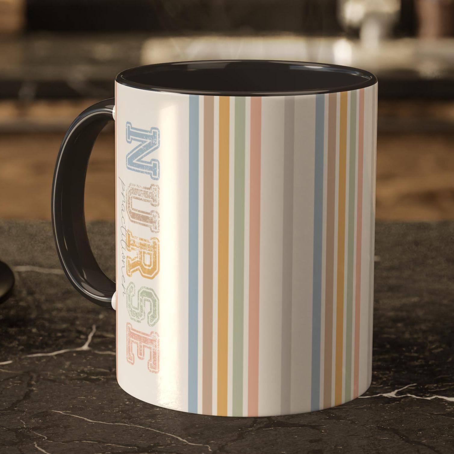 Colors Nurse Practitioner Mug, Black Interior,Coffee Cup Gift for Nurses,Healthcare Worker Tea Mug, RN Graduation Gift,Medical Professional