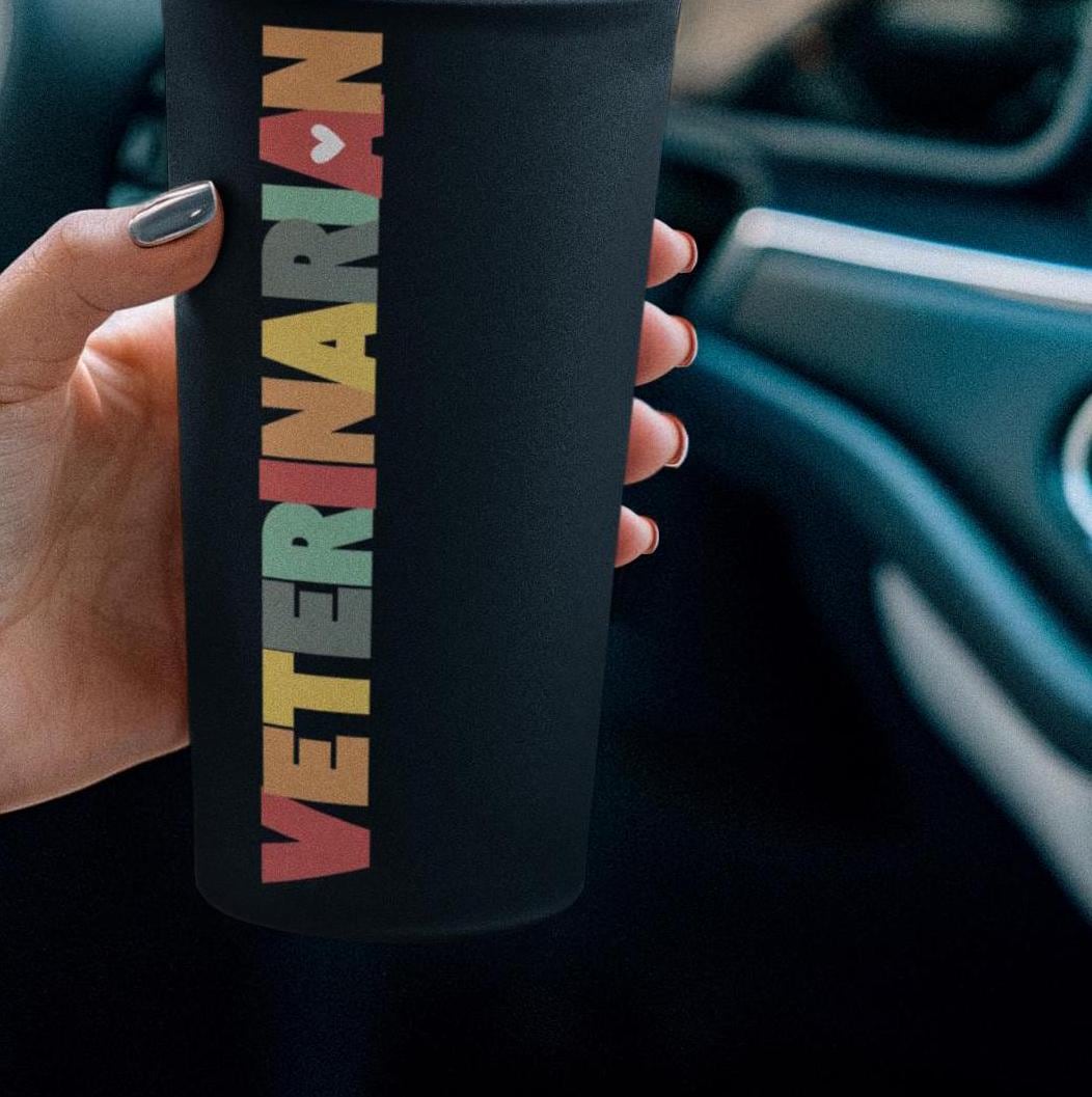Veterinarian Tumbler 20oz, Animal Lover Gift, Vet Tech Cup, Vet Assistant Gift, Travel Mug for Animal Lovers, Veterinary Medicine Tumbler