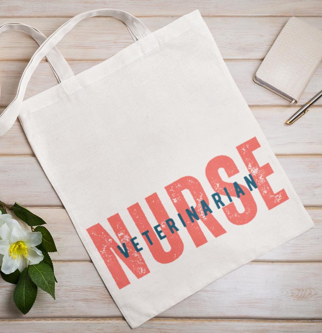 Veterinarian Nurse Tote Bag, Animal Lover Gift, Canvas Handbag, Veterinary Student Gift, Pet Care Tote, Nurse Appreciation Bag