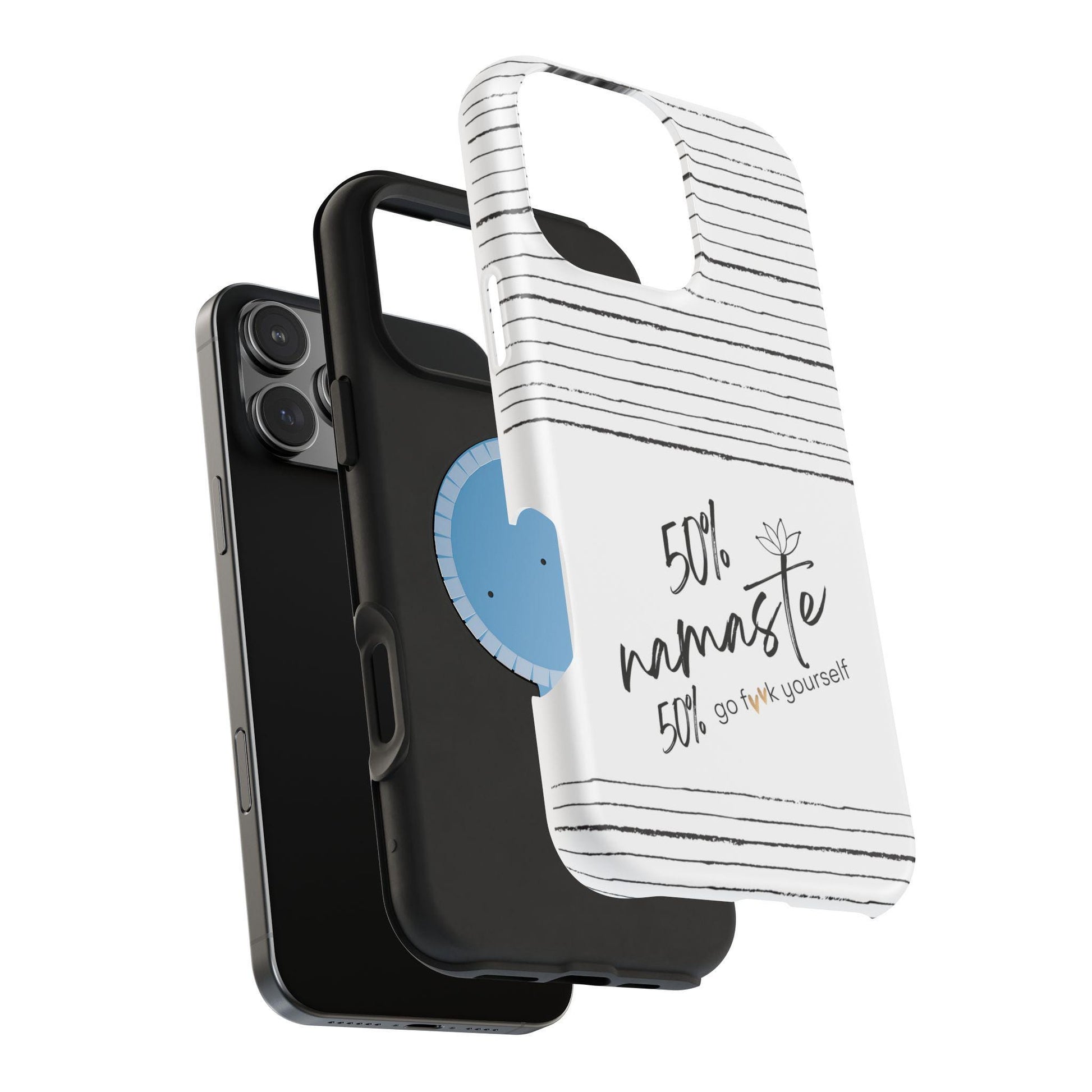 Funny Inspirational Magnetic Tough Cases, 50 Namaste 50 go f yourself,Unique Phone Cases, Quirky Accessories, Mindfulness Decor