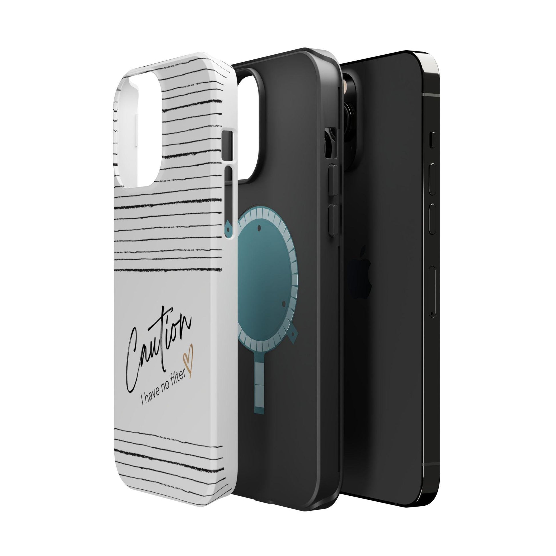 Funny Caution I Have No Filter iPhone MAG Case, Sarcastic Phone Cover, Magnetic Tough Cases, Snarky Phone Accessory, Witty Tech Protector,