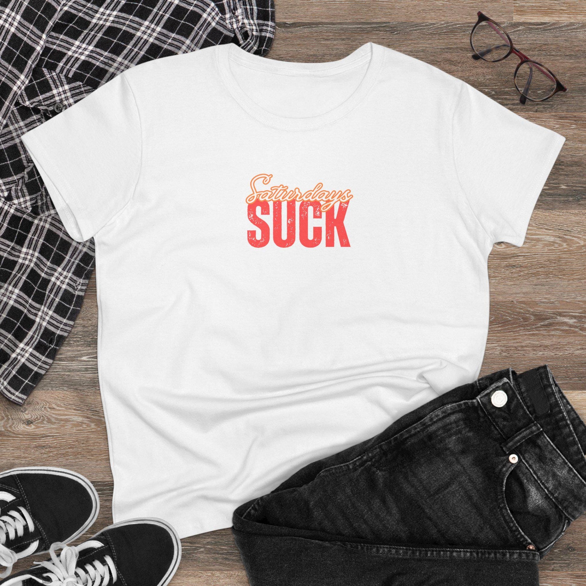 Saturdays Suck T-Shirt, Beachwear, Gift for Her, Fun Summer Style, Relaxed Fit, Women's Tee, Baby Tee, Gift for her,Breakup gift