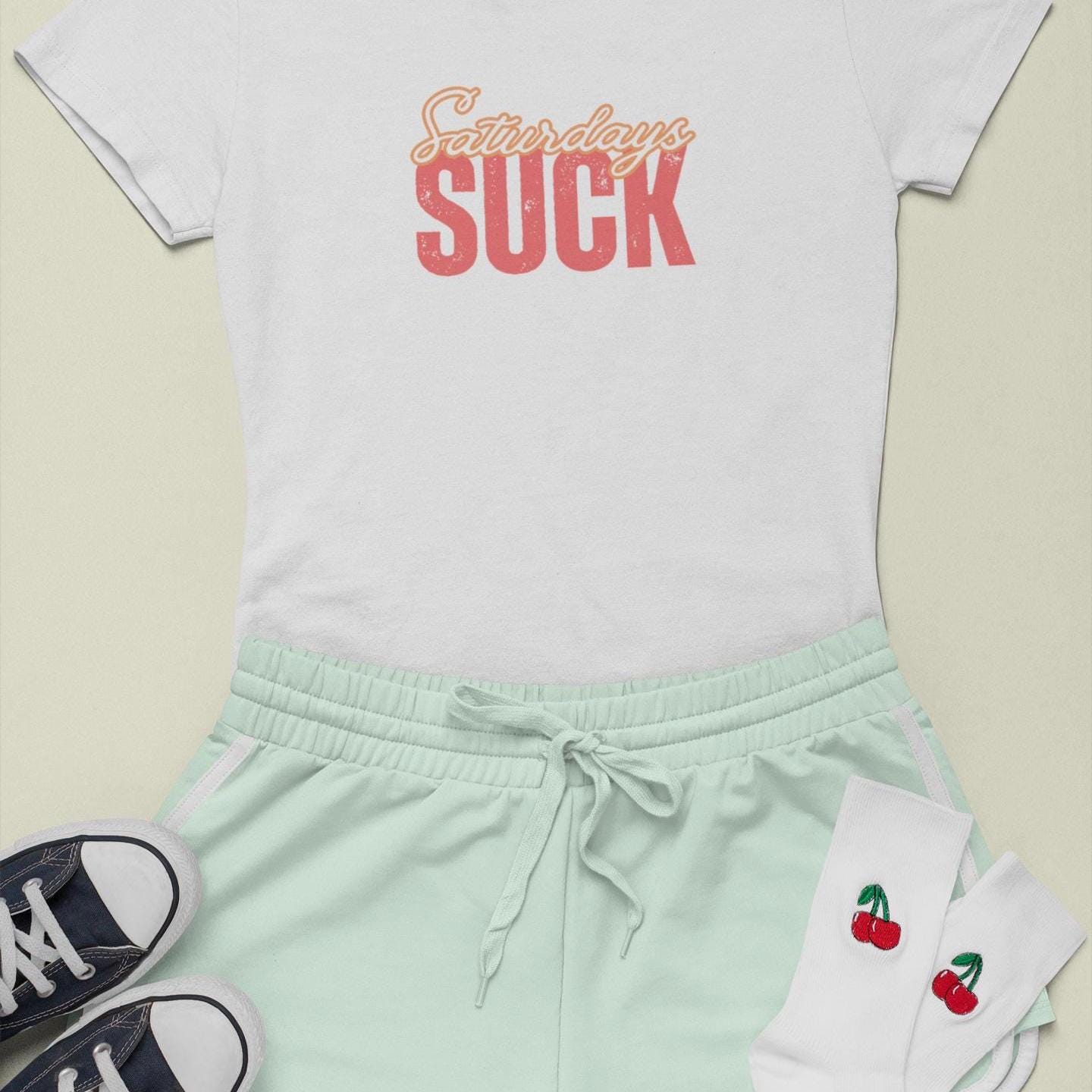Saturdays Suck T-Shirt, Beachwear, Gift for Her, Fun Summer Style, Relaxed Fit, Women's Tee, Baby Tee, Gift for her,Breakup gift