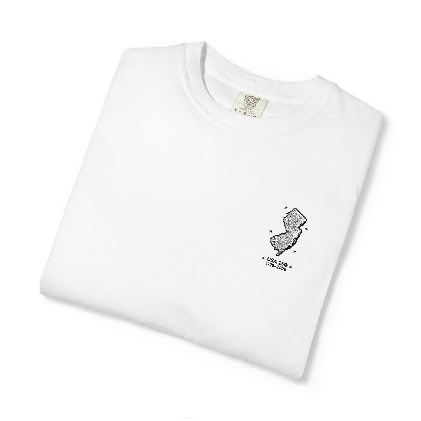 America 250 Anniversary 1776-2026 Embroidered New Jersey T-shirt | Patriotic Tee, Soft Cotton Crew, America Shirt, Semiquincennial