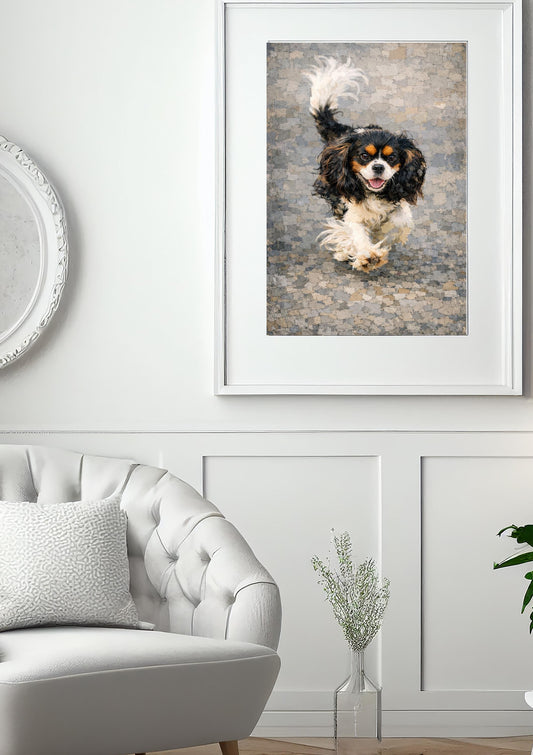 Dog Art Print, Modern Animal Decor, Digital Download, Mixed Media Painting, 16 x 24